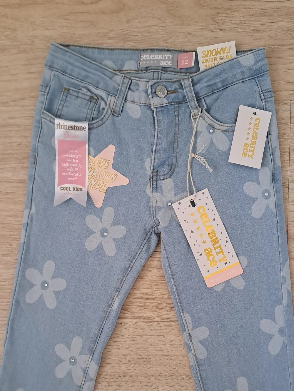 Celebrity Pink Light Blue Floral Bootcut Jeans